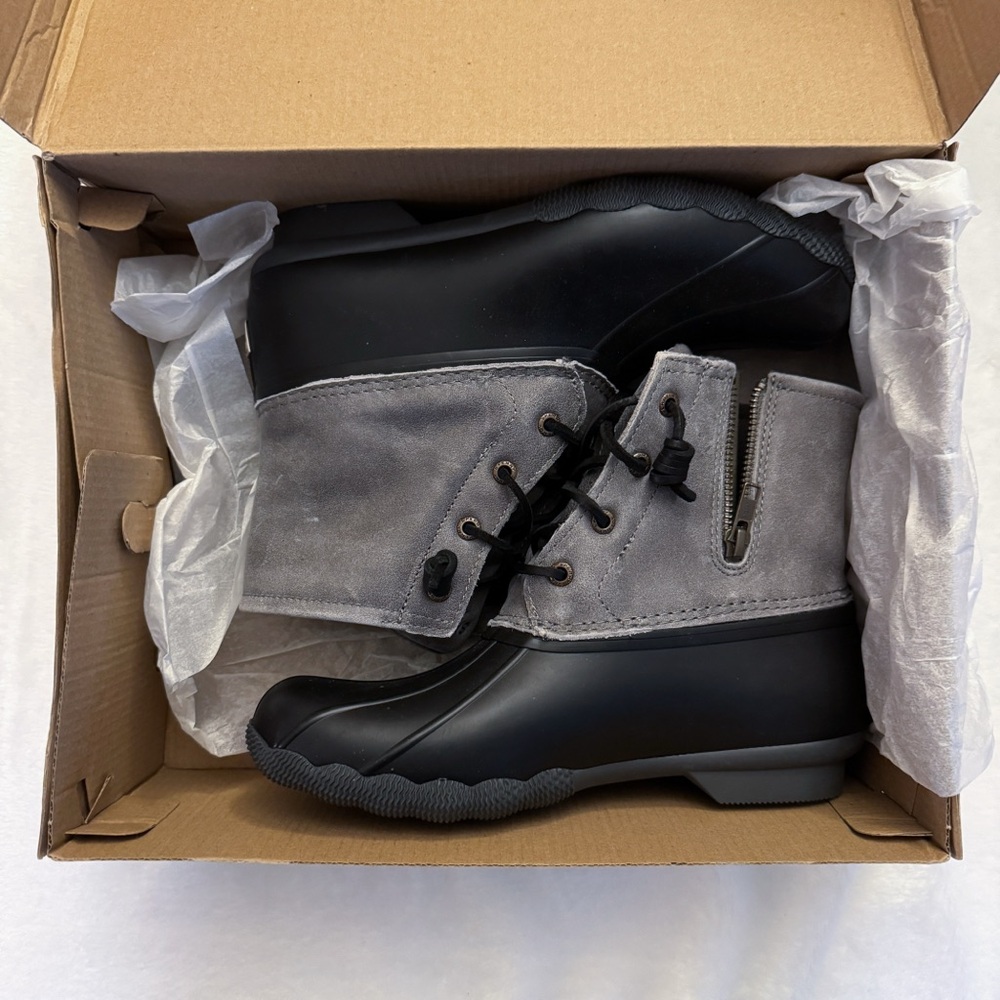 Grey/Black Saltwater Sperry Boots